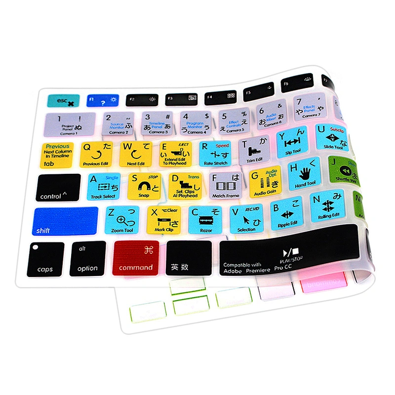 Waterproof Keyboard Skins Premiere Pro CC Shortcuts Silicone Keypad Protector Laptop Keyboard Cover For macbook pro 15 retina