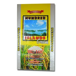 Customized wholesale50kg transparent plastic rice bag with color printing for flour, wheat packaging