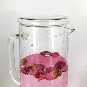 Clear transparent fruit bottle cold/hot glass water bottle with handle for restaurant