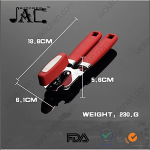 Manual Function Can Opener Smooth Edge Red Handle