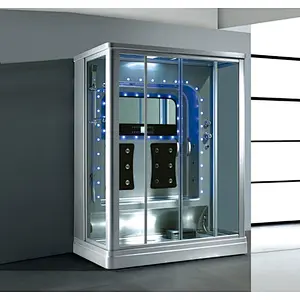 Computerized tempered glass sauna room steam shower room with massage