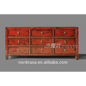 Chinese antique handmade painted furniture solid wood storage cabinet