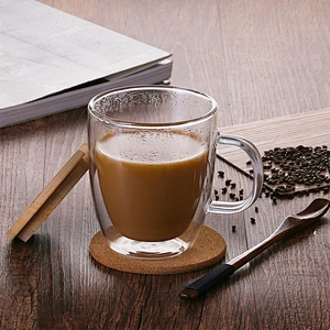 double wall high borosilicate glass coffee mug tea cup with lid