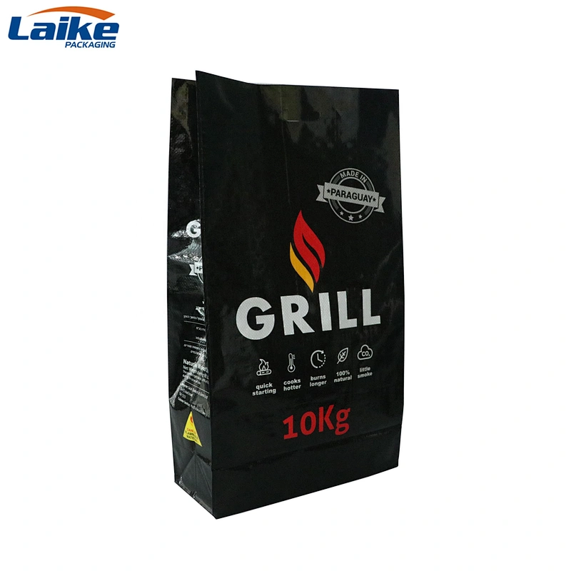 Custom printed double layers kraft paper charcoal packaging bag 4kg 5kg for charcoal briquet