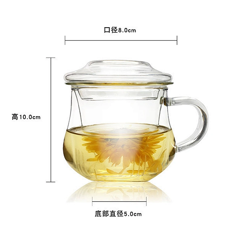 Simple style glass teapot with cover heating resistant for loose tea leaf