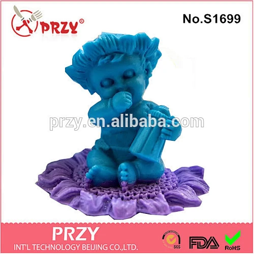 Lovely baby with bottle shape silicone soap mold