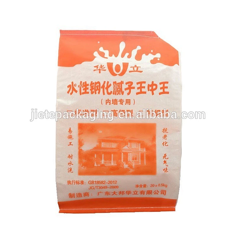 BOPP laminated and printed putty powder PP woven valve bag, valve port bag easy filling
