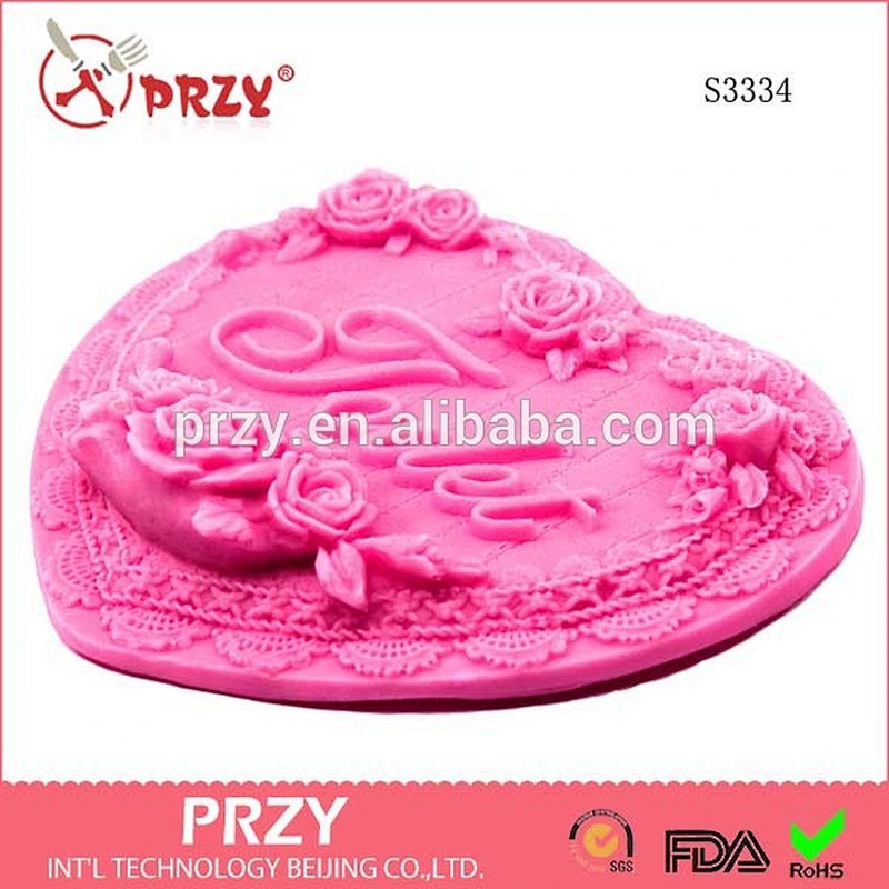 S3334 Beijing heart flower handmade soap mould for toilet heart silicone mould for soap