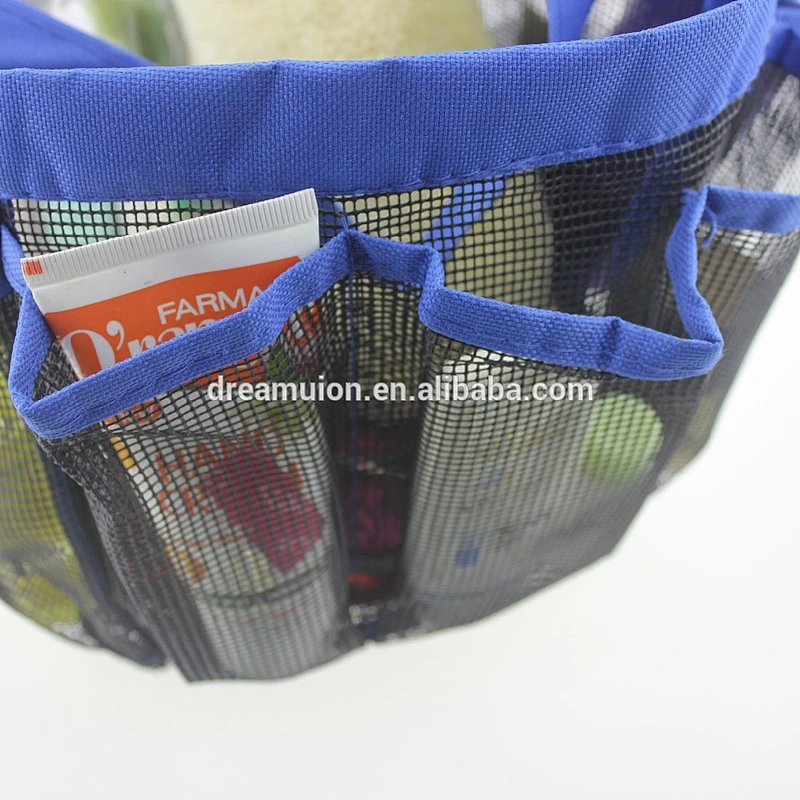 Shower caddy Gym Dorm Organizer 8 Pockets Mesh Toiletry Bath Tote Hanging Bag