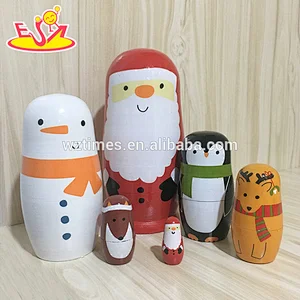 2018 Wholesale interesting nesting dolls 5 pcs wooden santa russian doll for kids W06D105