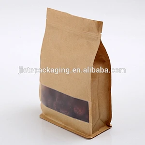 High quality gusset PE coated kraft paper bag for rice packaging with window