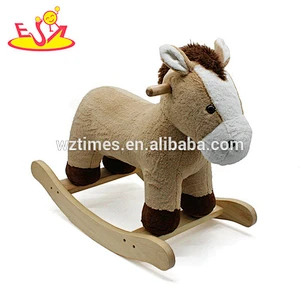 Wholesale baby wooden animal plush toy with rocker W16D113