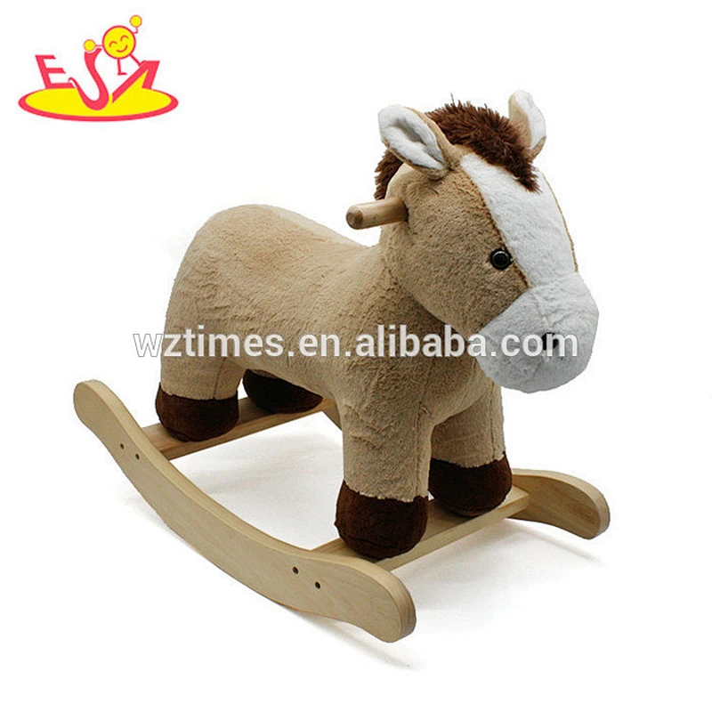 Wholesale baby wooden animal plush toy with rocker W16D113