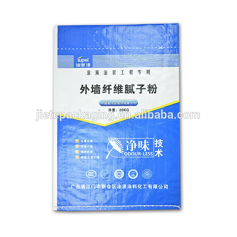 Industrial and building use double side blue printing pp woven putty powder bag