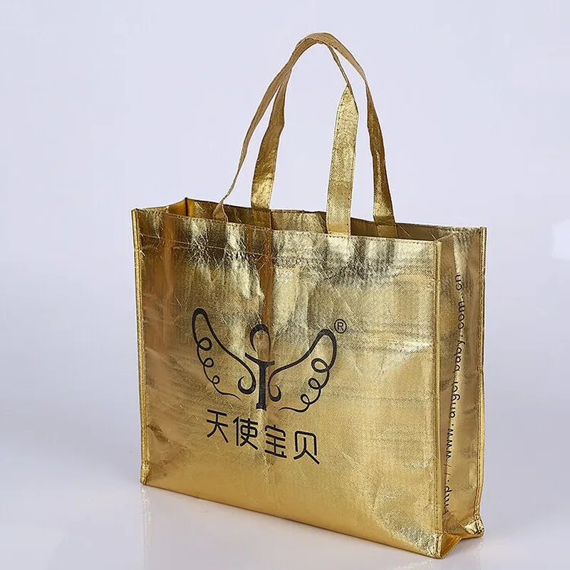 Custom gold belt with a non-woven shopping bag
