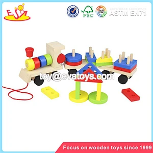 wholesale top sale multifunction pulling train toy stylish wooden pull train toys W05C008