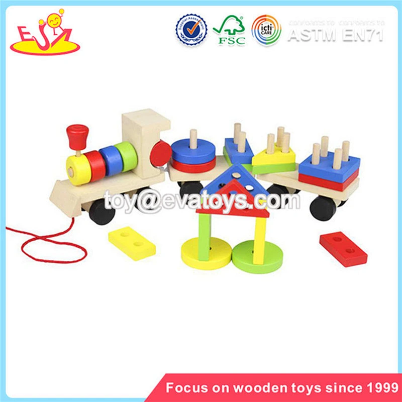 wholesale top sale multifunction pulling train toy stylish wooden pull train toys W05C008