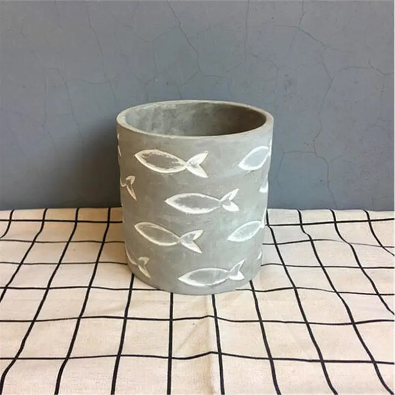 Individual Fish Pattern Cement Pot Silicone Mold for Concrete Flower Pot Succulent Plants Silicone Mold