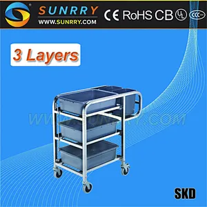 New Style stainless Steel Beverage Cart 3 Layers Kitchen Trolley Dimension And Design
