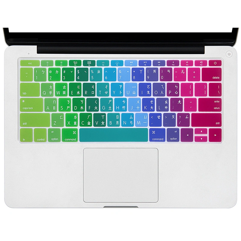 US Layout taiwan Chinese rainbow Silicone Keyboard Cover Skin keyboard protector For MacBook air Pro retina 13 No Touch Bar