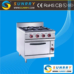 2018 Commercial 4 burner floor type gas stove and gas cooker range with electric oven
