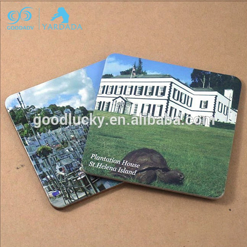 Promotional printing cork backed drink coasters MDF wooden craft coasters