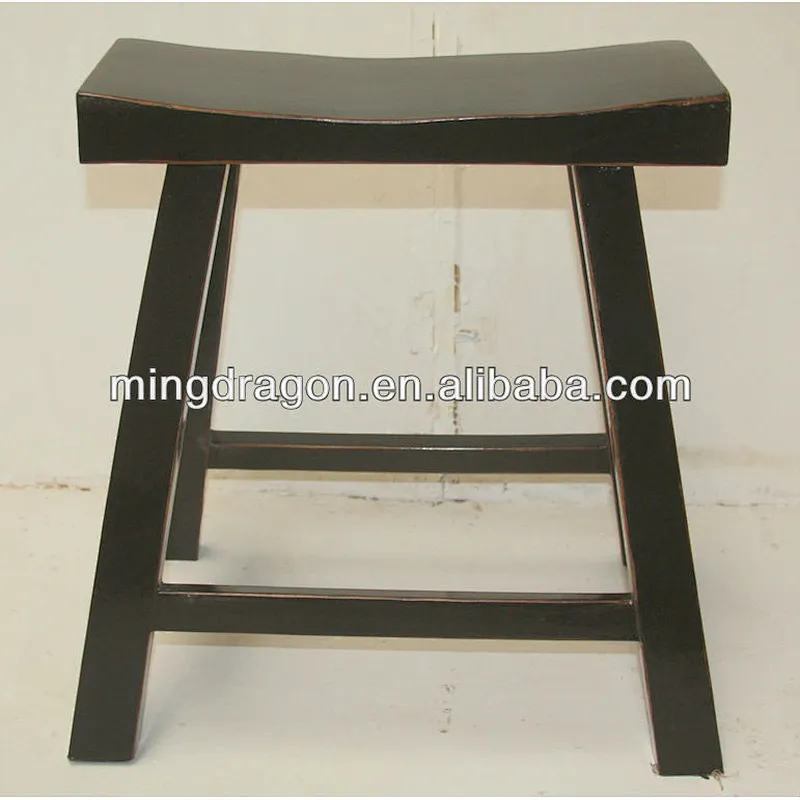 Chinese antique black wooden square stool