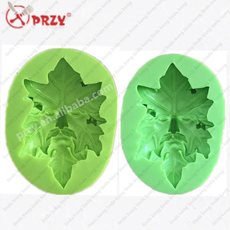 PRZY 3D Leaves soap Mold silicone man Face shaped green leaf Silicone soap molds