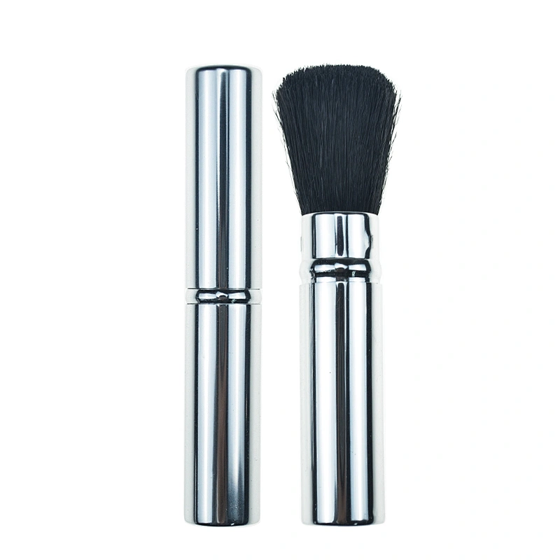 Customer logo Silver metal handle Synthetic hair high quality retractable power brush