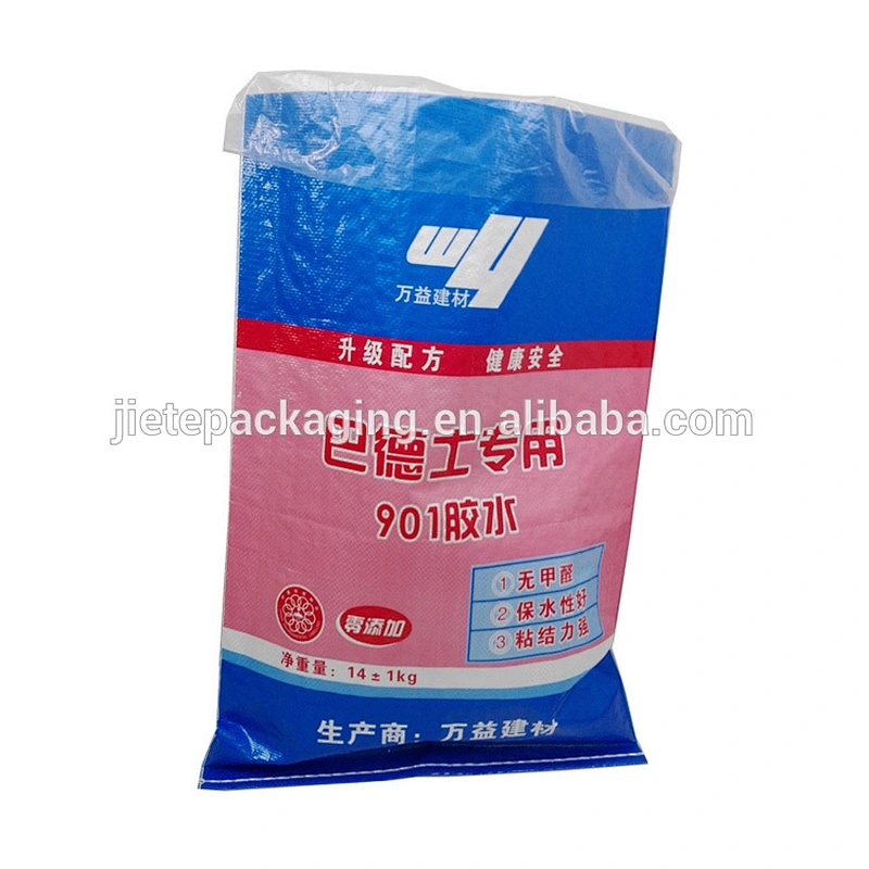 Video, packaging custom print pp woven bag with liner for packing adhesive, wall putty, glue, construction 20kg 14kg