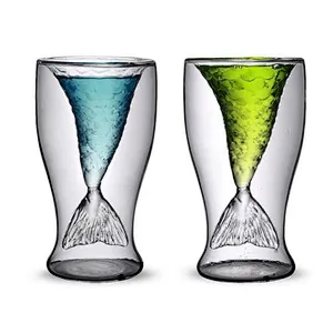 unique double  transparent wine cup for bar beach drinkware