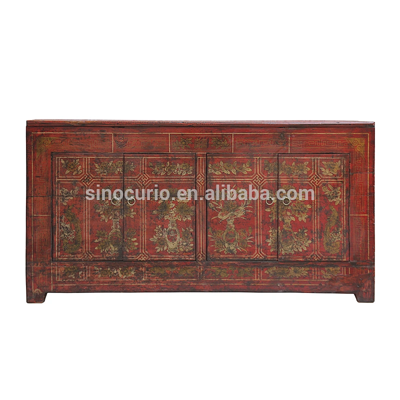 Chinese Living room cabinet Asian Antiques Hand Painted Dongbei Cabinet