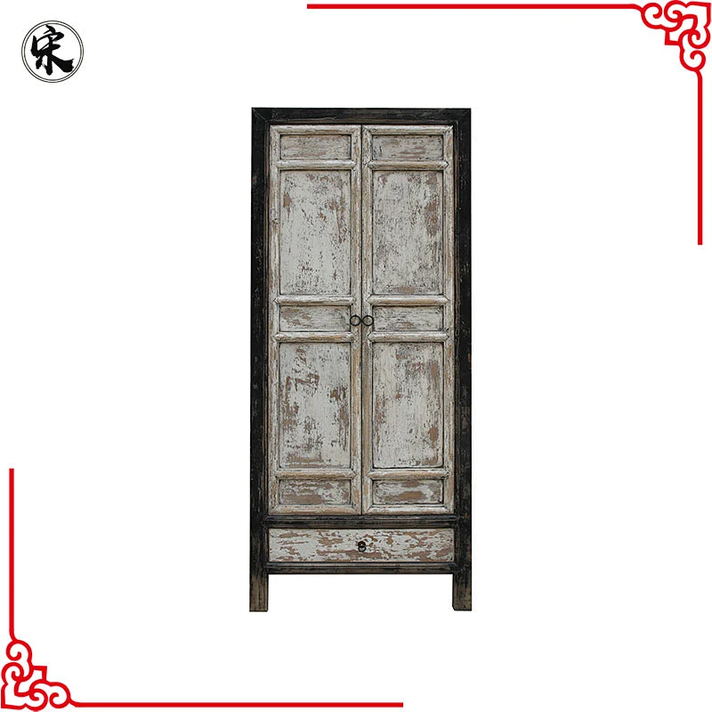 hotsale beijing chinese antique distressed shabby chic old door bedroom wardrobe furniture