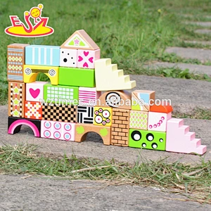 2018 New design 28 pieces children wooden block set high quality colorful kids wooden block set W13A120