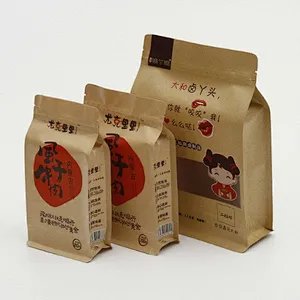 Brown paper cube bags are used for snack packs