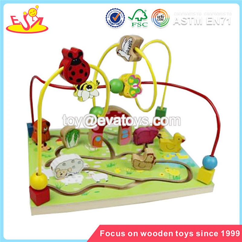 Wholesale fashion wooden bead educational toy for baby W11B052