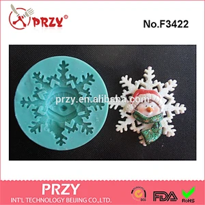 F3422 Snowflake with Penguin silicone molds cake decorating fondant mold