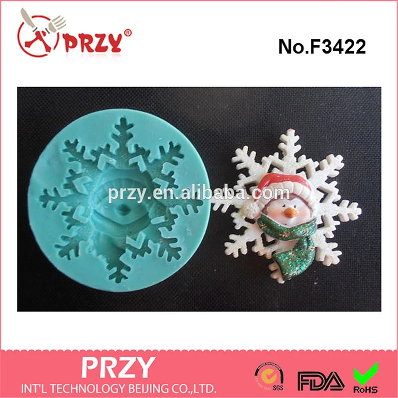 F3422 Snowflake with Penguin silicone molds cake decorating fondant mold