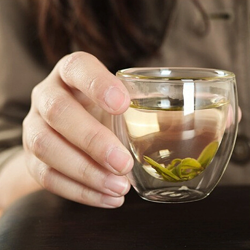 China Factory Wholesale Glass Cup High Quality Double Wall Glass Coffee Cup Egg-shape Borosilicate Glass Mug