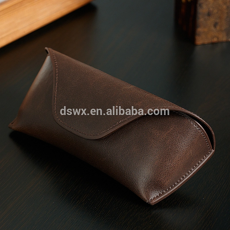 Sunglasses Case Leather Glasses Case with Popper Closure