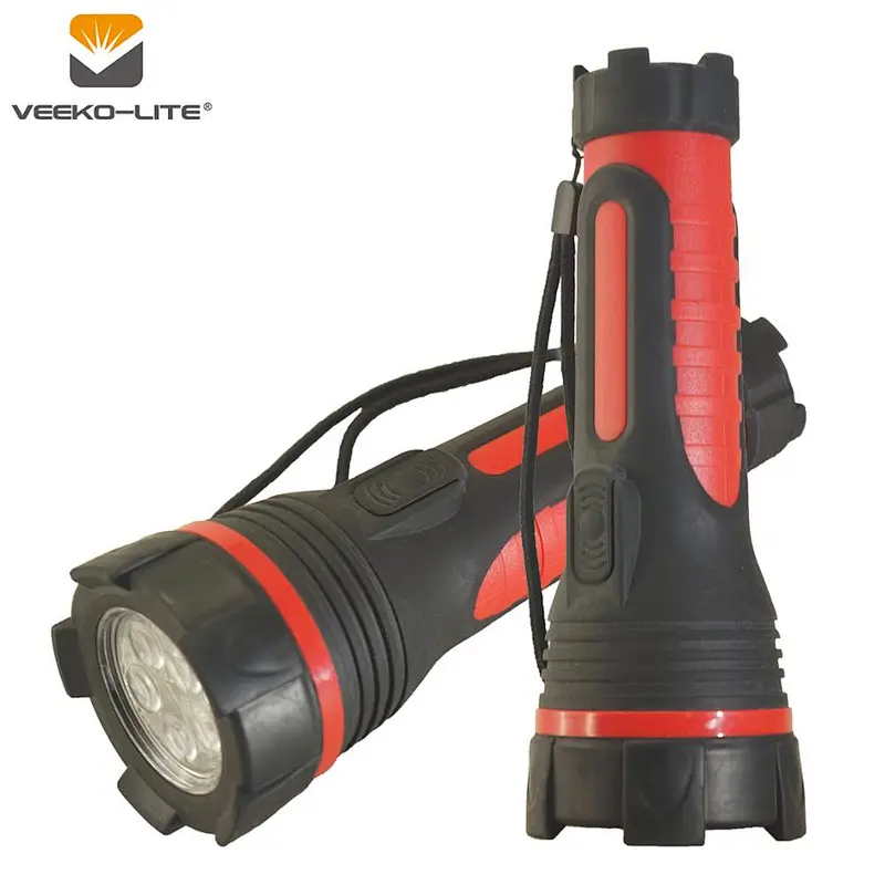 2018 hot sale 1W 2D Battery 5LED TPR torch rubber light waterproof flashlight