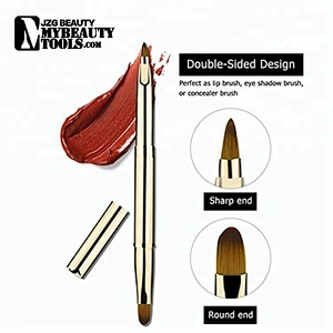 Mini no label empty slim retractable lipstick tube kit makeup brush set distributors package bottom labels logos