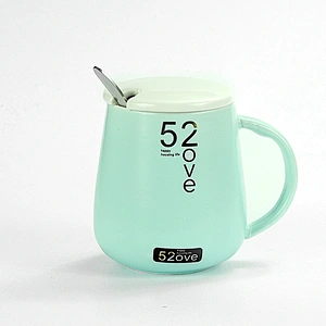 High Quality Mixed Order Promotion Customized Logo Color Ceramic Mug Porcelain Coffee Cup With Spoon and Lid