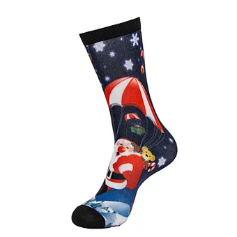 Wholesale High Technique Printing Happy Christmas Style Fashion Socks Print Woman Designer