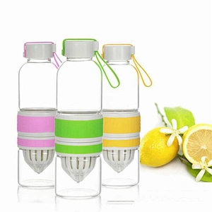 2019 Hot Sale in-stock Double Wall Glass Bottle Customized Logo Glass Tea Bottle High Borosilicate Juice Bottle