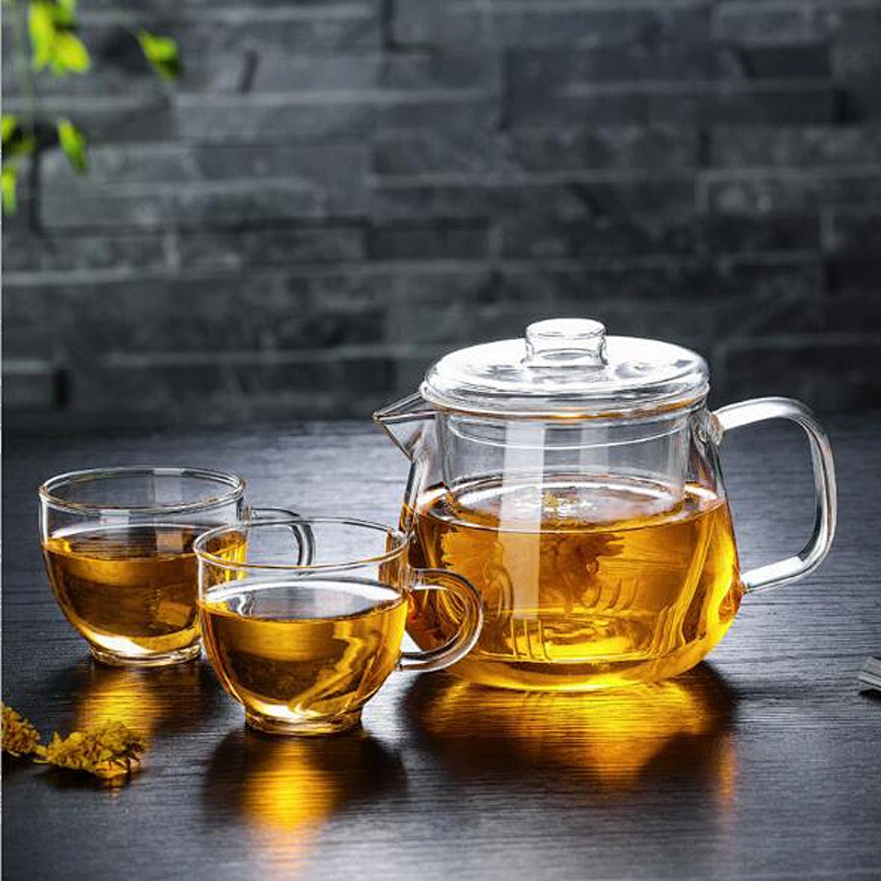 Simple style transparent teapot heat-resistant glass double-wall bottle for houseware