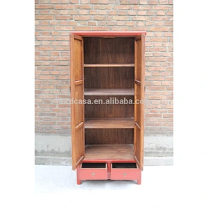 Ming Dynasty Chinese antique red wooden wedding wardrobe