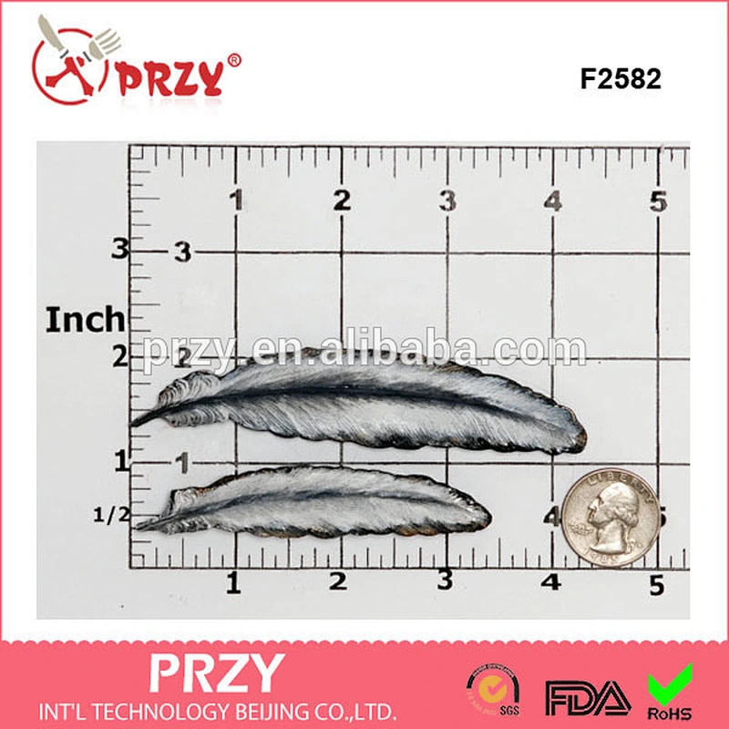 F2582 Feather Silicone Mold Creates Two Feathers - Mold is Flexible and easy to use with Fondant Chocolate Candy mold