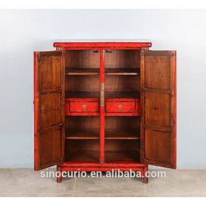 vintage style distress finish solid wooden cabinet