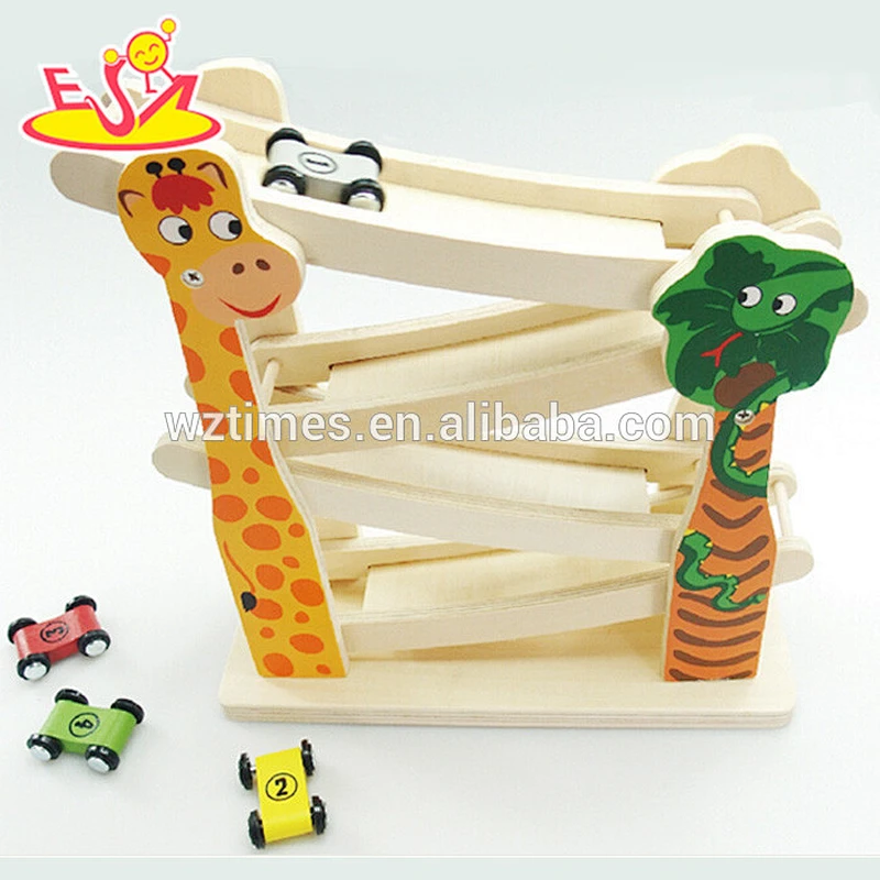 Wholesale interesting mini car game wooden rail slide toy for children W04C039